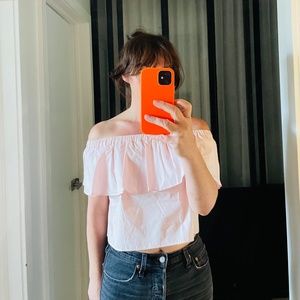 Off-Shoulder TOPSHOP Poplin crop top Sz XS